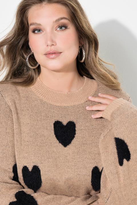 Produktbild Miamoda Pullover, bequeme Passform, Herzen, Stehkragen (46, 48)