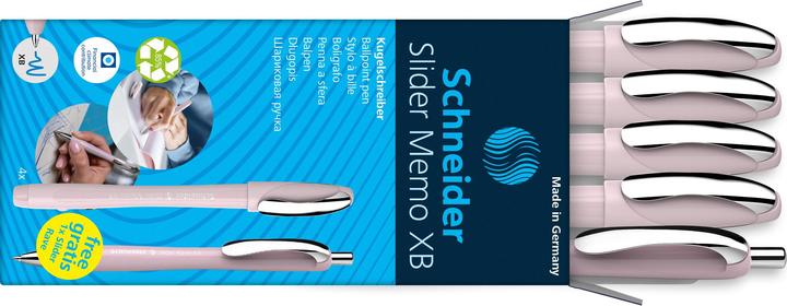 Actual product image Schneider AKTION: Kugelschreiber Slider Memo pink, Schreibfarbe: blau, 4 St. + GRATIS Kuge (Pink, 4 x)