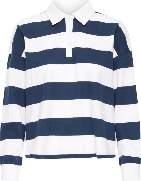 white with navy stripe