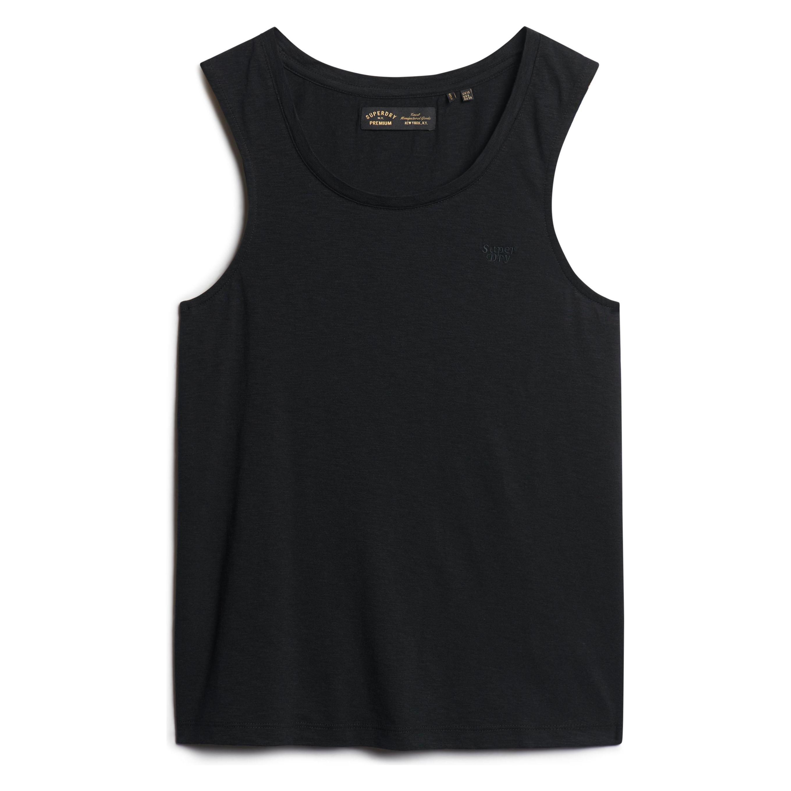 Superdry, Damen, Shirts, Tanktop Mit Weitem Rundhalsausschnitt, Schwarz, (12XL)