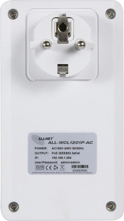 Produktbild Allnet Wireless Client mit PoE Out 2,4GHz (300Mbps) und 5GHz (867bps) AC ALL-WCL1201P-AC (867 Mbit/s)