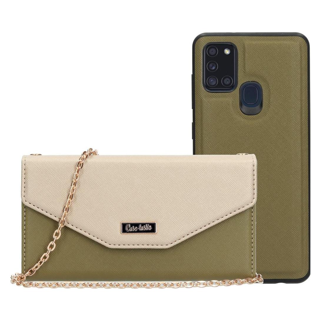 Casetastic Clutch Samsung Galaxy A21s (2020) Gold/Green (Samsung Galaxy A21), Smartphonehoes, Groen, Goud