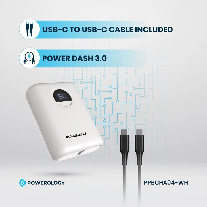 Actual product image Powerology Ultra-Compact Power Bank 10000mAh PD 20W (10000 mAh, 20 W)