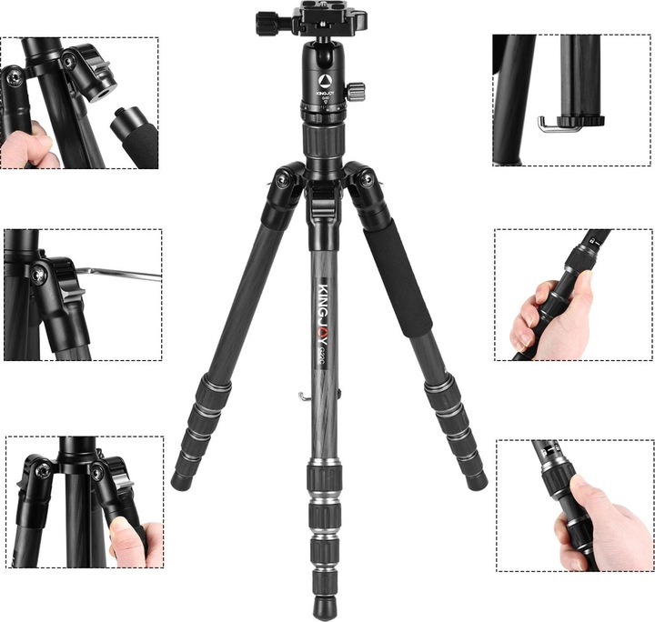Actual product image Kingjoy G22C+G00 Carbon Tripod (Carbon)