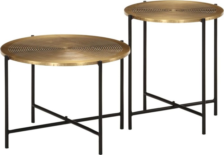 Produktbild VidaXL Couchtisch Tisch Beistelltisch Sofatisch 2 Stk. Schwarz Messing Metall