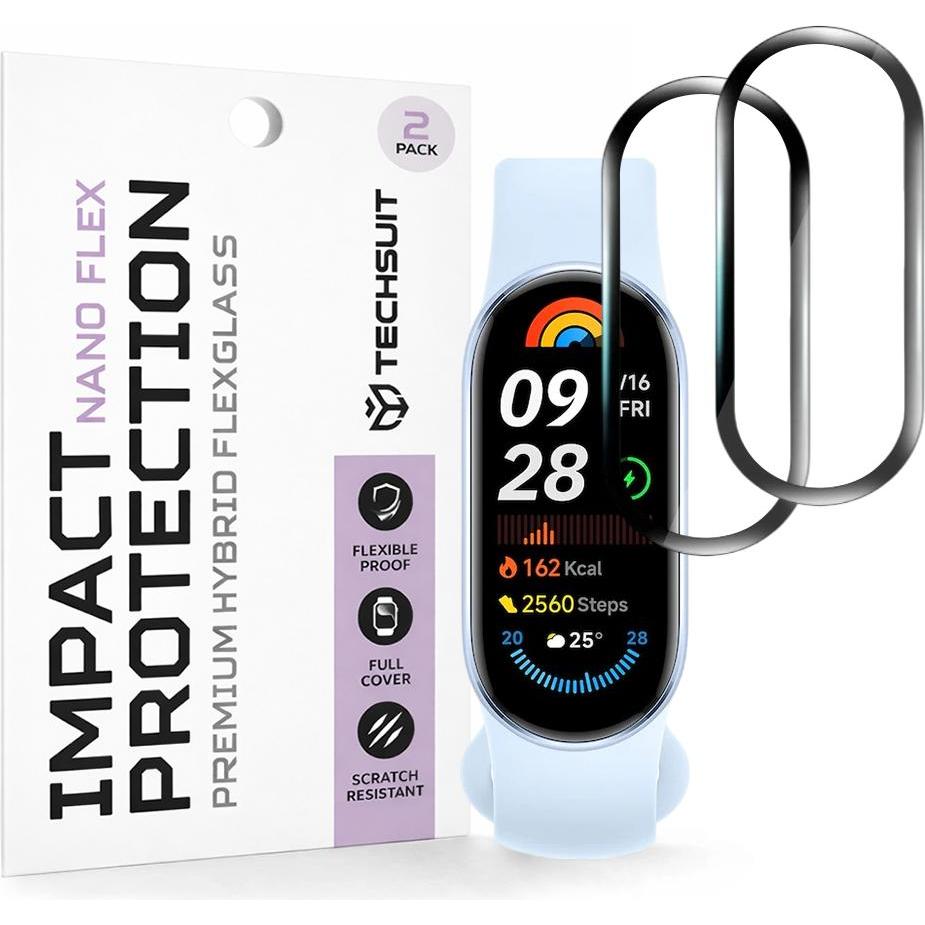Techsuit - Nano Flex (2 pack) - Xiaomi Mi Band 9 / 9 NFC - Black, Accessori per smartwatch, Nero