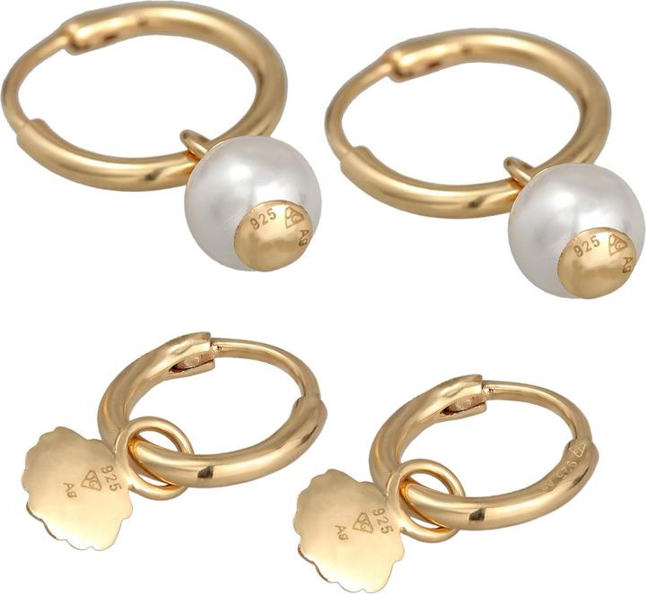 Immagine prodotto Elli Orecchini Creole Set Shell Core Pearl Shell Argento 925 (Argento 925 placcato oro, Nessuna pietra, Perle di conchiglia)