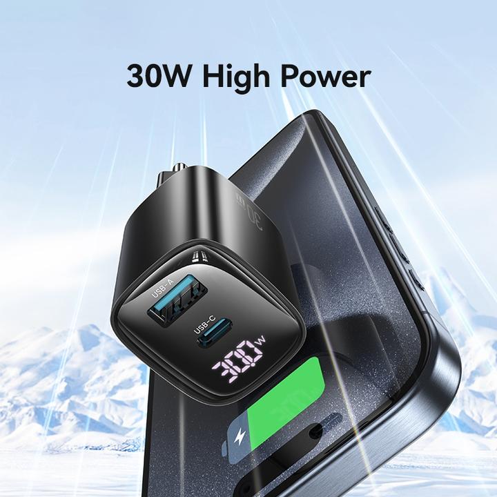 Immagine prodotto Usams Ład. siec. CC229 30W GaN USB-C/USB-A Ricarica rapida Serie XC czarny/nero CC229TC01 (30 W)