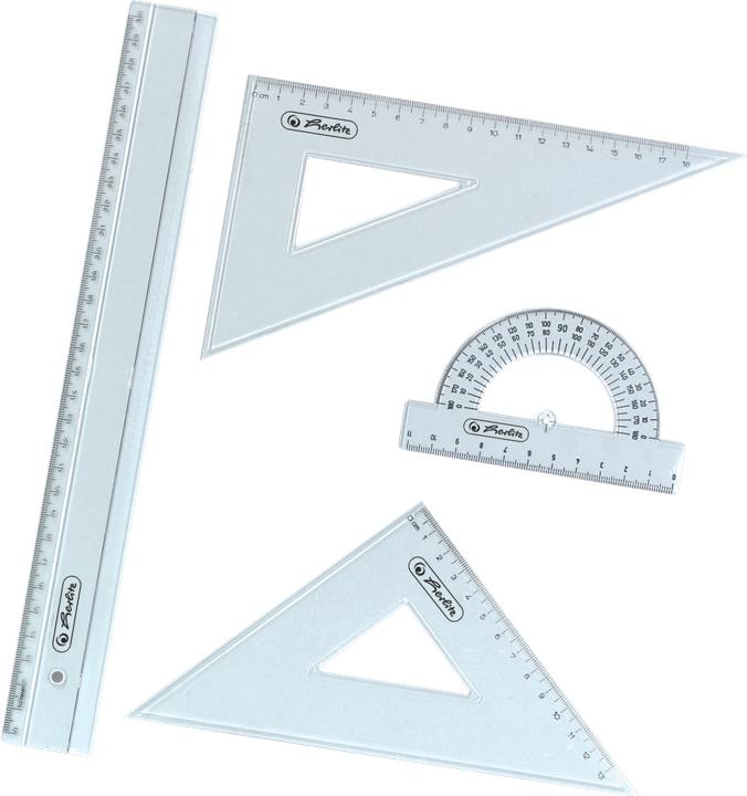 Produktbild Herlitz Geometrie-, Zeichendreieck (Büro, Schule) Geometrie-Set 4-teilig Kunststoff transparent (30 cm, Kunststoff)