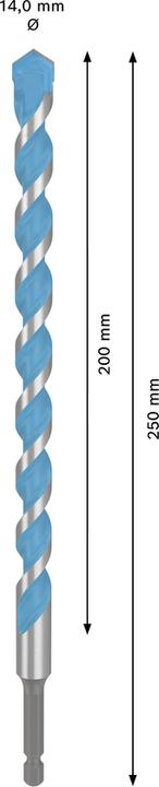 Produktbild Bosch Professional Zubehör Expert HEX-9 Multi Construction Bohrer, 14 x 200 x 250 mm (14 Millimeter)
