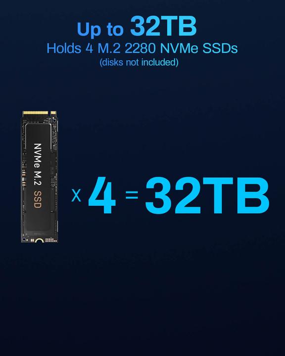 Actual product image Terramaster D4 SSD 4bay All SSD Gehäuse,USB4,40Gbps,Diskless