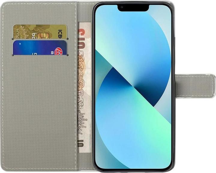 Produktbild Cover-Discount iPhone 14 Plus - Leder Etui Hülle Schmetterling violett (Apple iPhone 14 Plus)