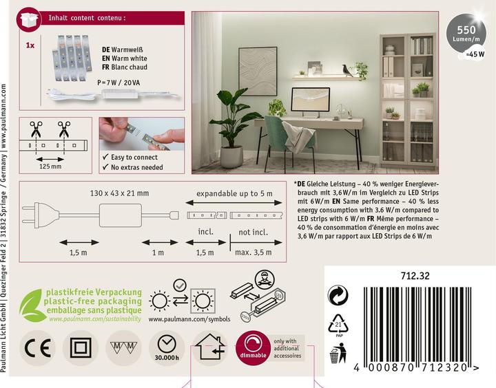 Actual product image Paulmann MaxLED 500 Basisset (Warm white, 150 cm, Indoor)