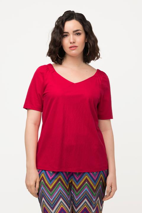 Produktbild Ulla Popken Shirtbluse, Kräuselungen, V-Ausschnitt, Halbarm (50, 52)
