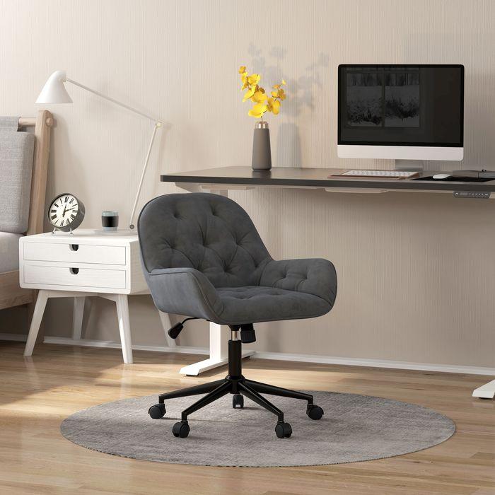 Image du produit Swisshandel24 Chaise de bureau avec fonction bascule, ergonomique, aspect velours, gris foncé (46 - 56 cm)