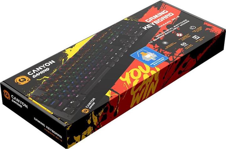 Actual product image Canyon Mechanical keyboard for games Hazard GK-6, Blue Switch, LED, US layout (Eng. Int., Cable)