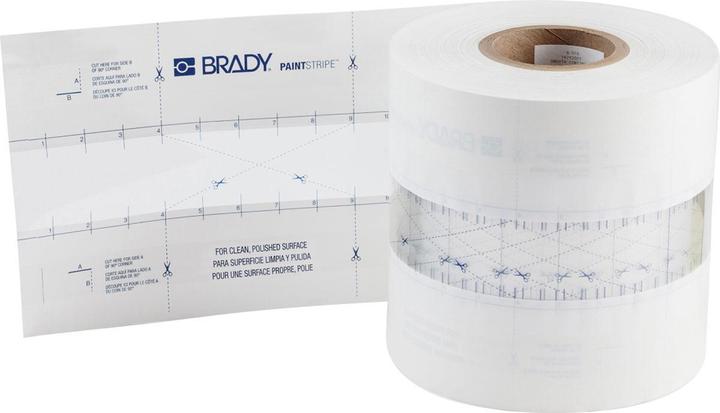 Actual product image Brady PaintStripe stencil - continuous line, polypropylene, transparent/white, 50.80 mm x 152.4