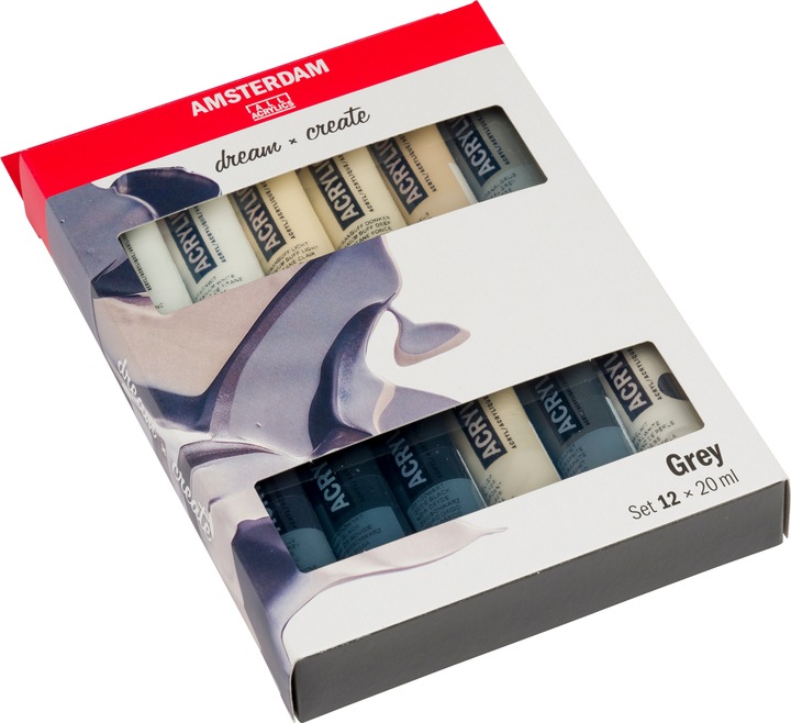 Produktbild Amsterdam Acrylfarbe Greys 12 Tuben à 20 ml (Grau, 20 ml)