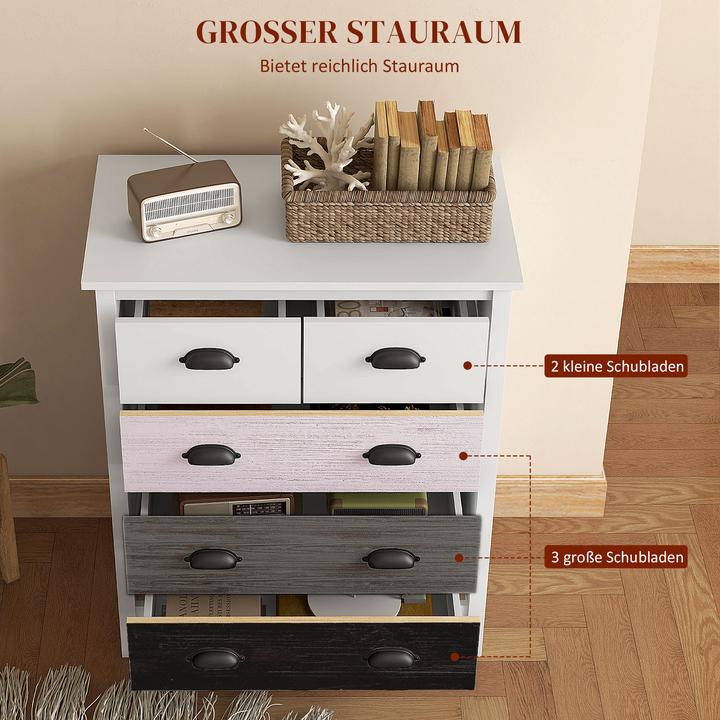 Image du produit Homcom Kommode MDF, Kiefernholz Weiss (70 x 38 x 85 cm)