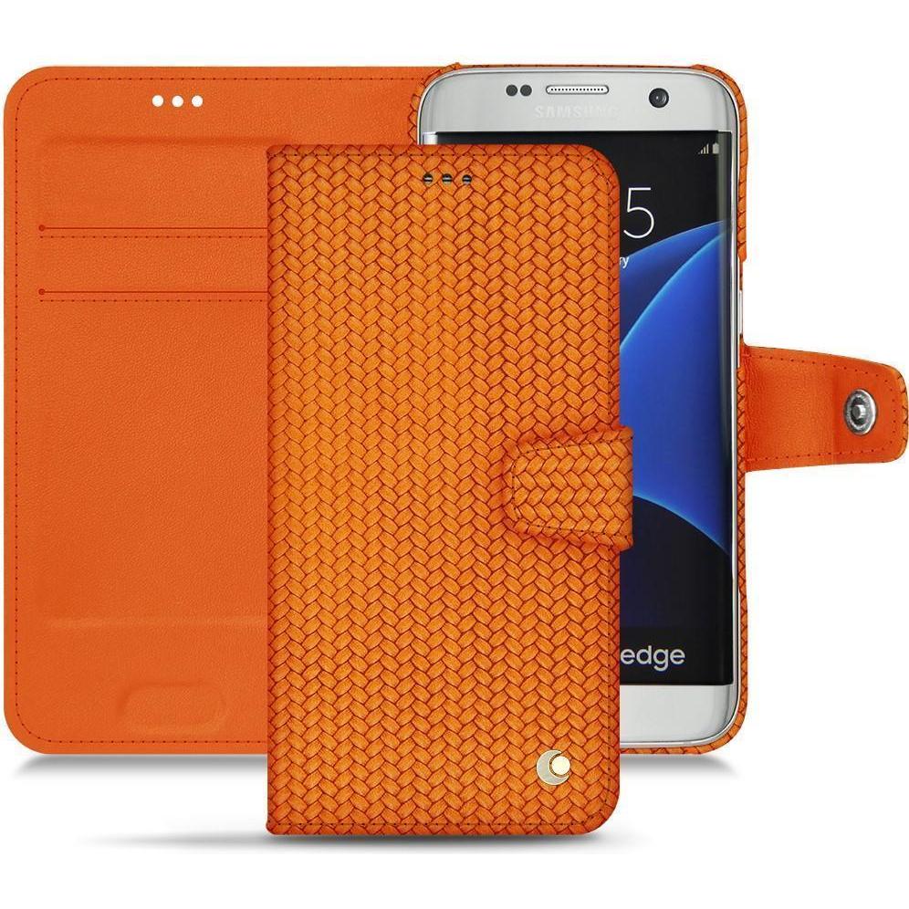 Noreve Lederschutzhülle Wallet (Samsung Galaxy S7 Edge), Smartphone Hülle, Orange