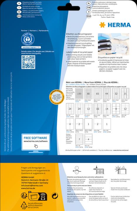 Image du produit Herma Étiquettes recyclées A4