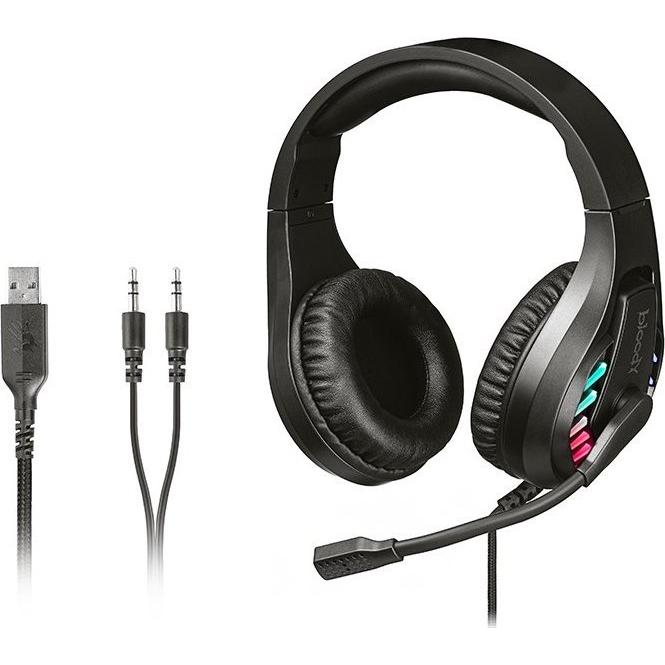 A4Tech Bloody G200S USB+AUX3.5-4P czarne (Kabelgebunden), Kopfhörer, Schwarz
