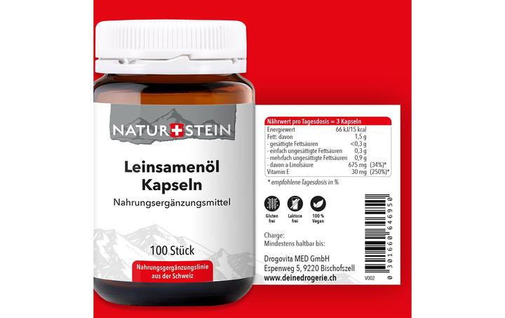Image du produit Naturstein Capsule d'huile de graines de lin (100 pièce(s), Capsules, 174 g)