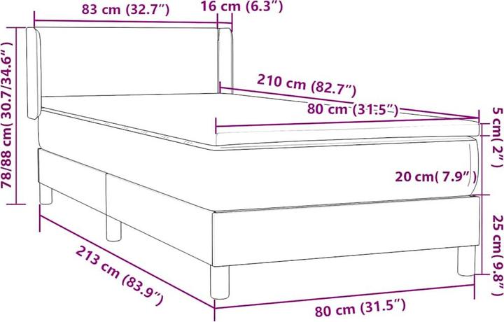 Image du produit vidaXL Boxspringbett (80 x 210 cm)