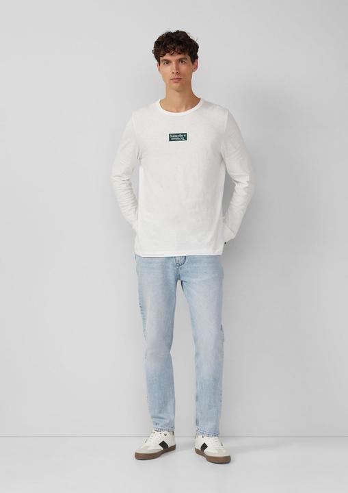 Produktbild s.Oliver T-Shirt Longsleeve mit Flammgarnstruktur und Frontprint (M)