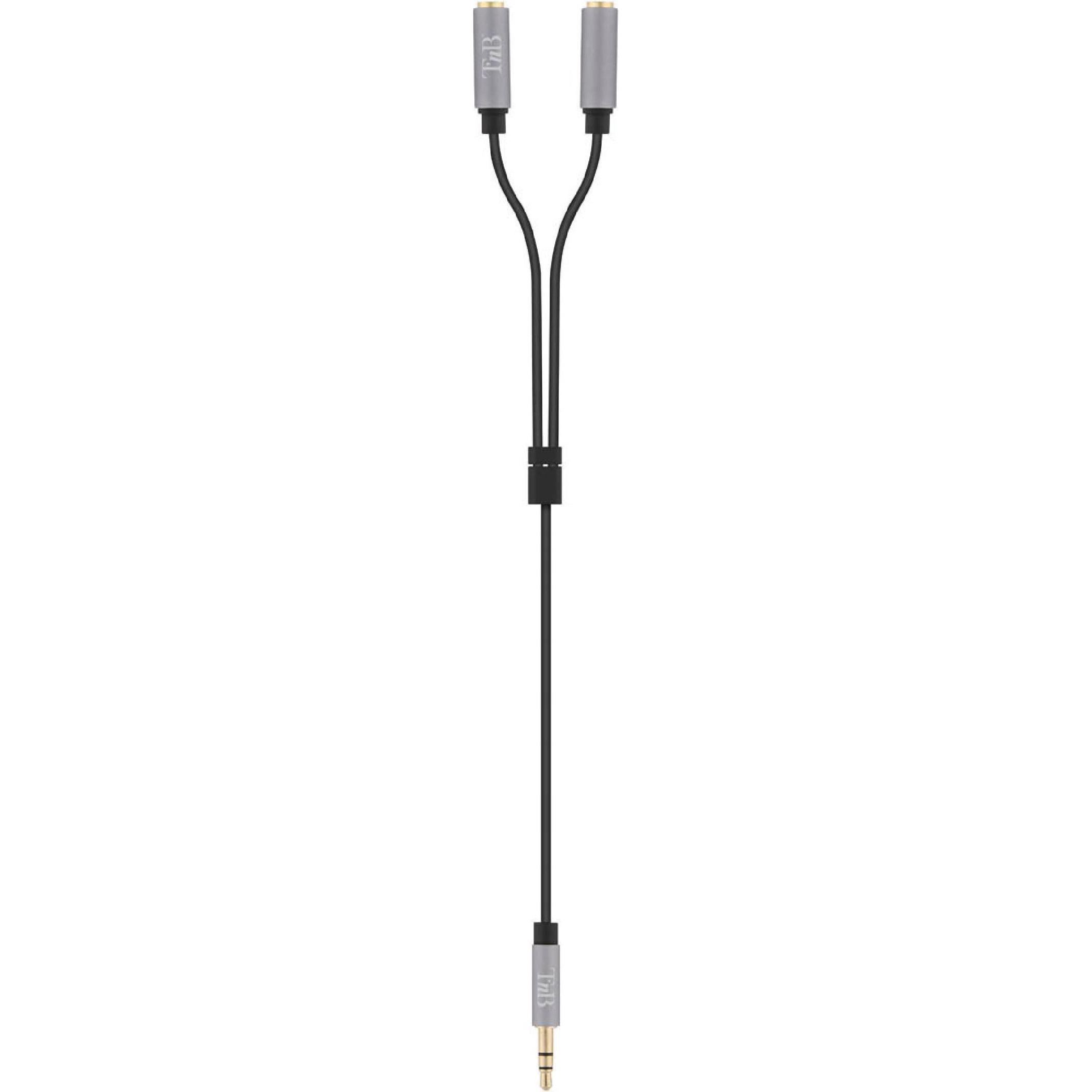 T'nB DOUBLEUR JACK 3.5 M/F 20CM (NOIR/GRIS) (0.20 m), Audio Kabel