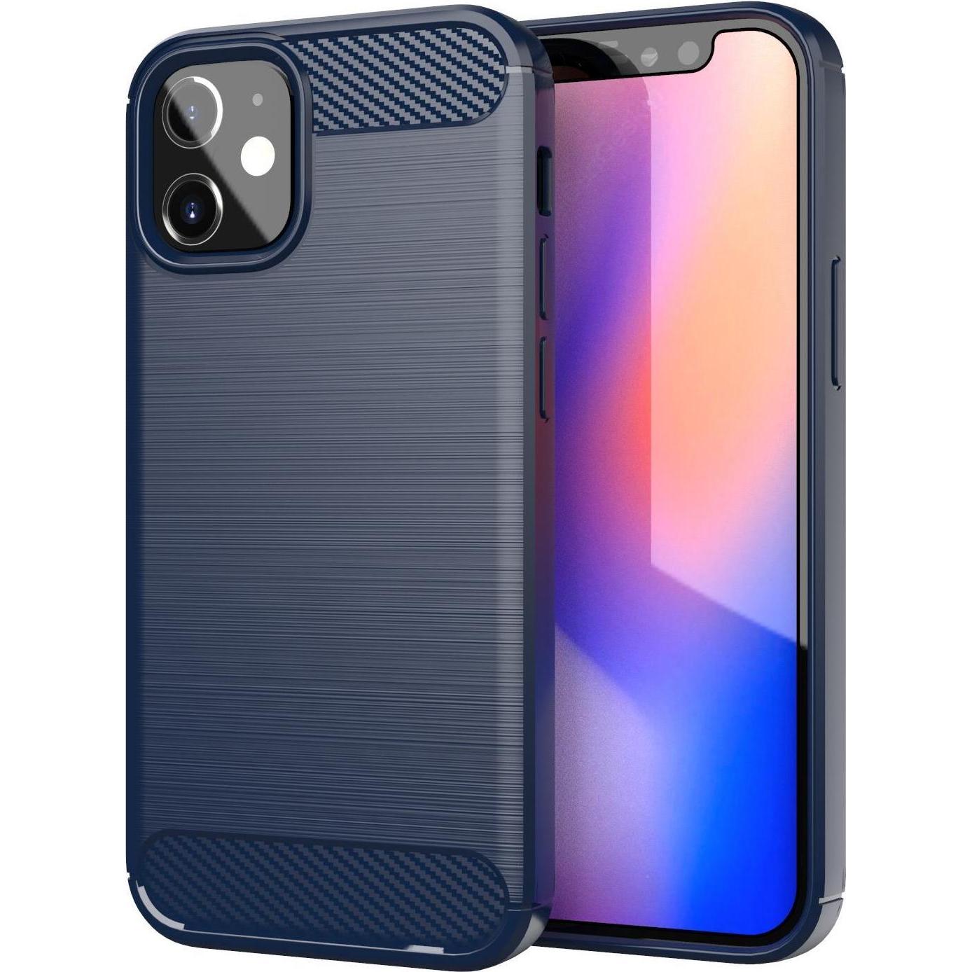 Thumbnail - Cadorabo TPU Ultra Slim carbon edelstahl Kombi Cover (Apple iPhone 12 mini), Smartphone Hülle, Blau
