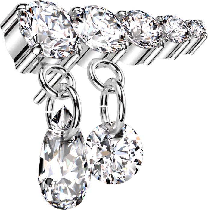 Immagine prodotto Star Piercing Argento senza fili cinque cristalli argento ciondolo due catene cristalli argento destra (senza ottone, Titanio)