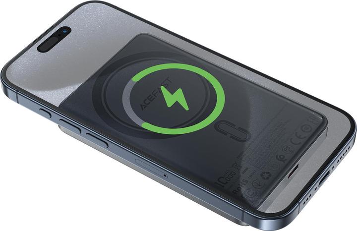 Actual product image Acefast Powerbank M12-10000 PD20W ultra-slim, MagSafe compatible - black (10000 mAh, 20 W, 37 Wh)