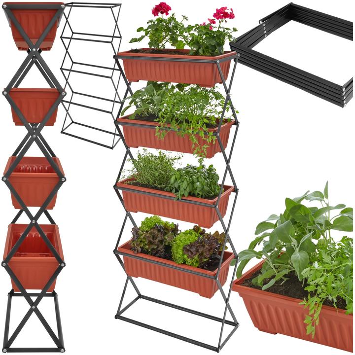 Image du produit tectake Jardinière verticale avec 4 bacs à fleurs