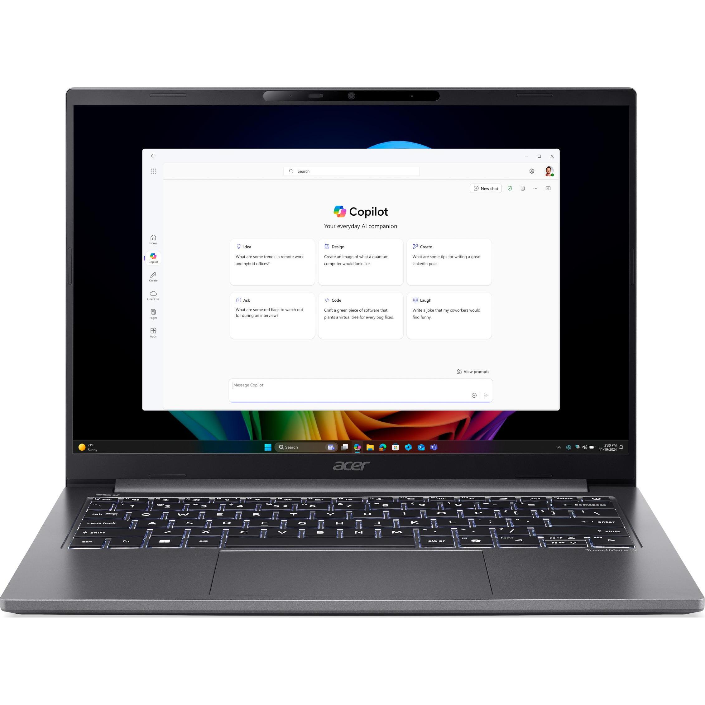 Acer TravelMate X4, Office 2024 Pro (14", 8000 GB, 32 GB, Deutschland), Notebook, Grau