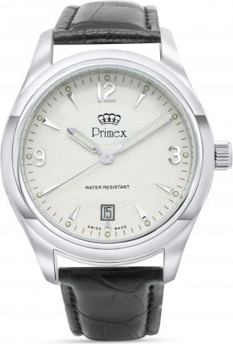 Immagine prodotto Primex Montre Swiss Made - Bracelet Cuir Noir - Cadran Blanc - Etanche 50 M (Orologio da polso analogico, 25 mm)