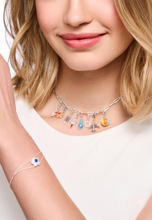 Immagine prodotto Thomas Sabo Ciondolo con occhiali da sole rosa e pietre bianche - Argento - 2027-041-9 (Argento 925, Smalto)