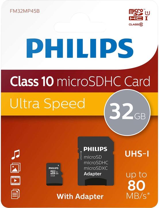 Actual product image Philips FM32MP45B (32 GB, microSDHC, U1, UHS-I)