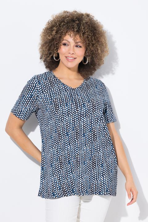Image du produit Ulla Popken T-shirt, jolis plis creux, coupe évasée, col V, manches courtes (50, 52)
