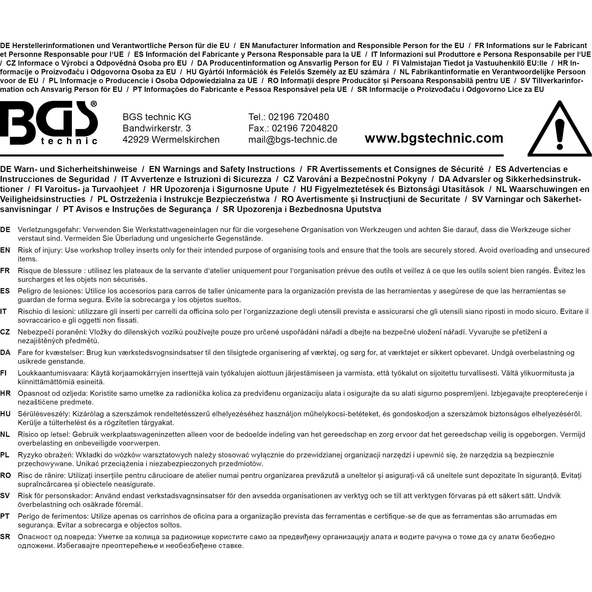 Thumbnail - BGS, Zubehör Werkzeugaufbewahrung, Werkstattwageneinlage 1/3 leer für Art. 4026