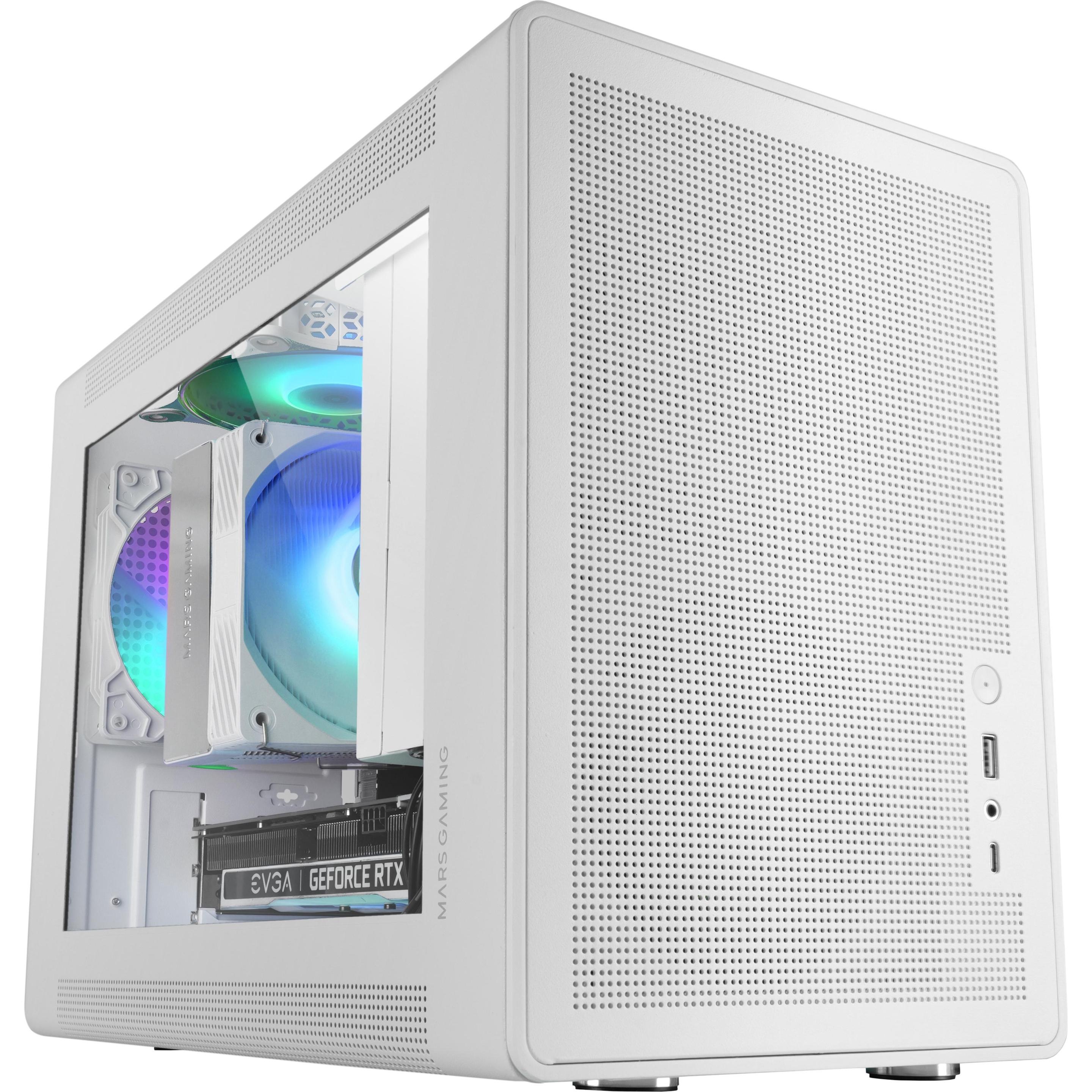 Mars Gaming Boitier Mini Tour Micro Atx Mc-Xps Avec Panneau Vitré (Blanc) (Mini-ITX, mATX), Case PC, Bianco