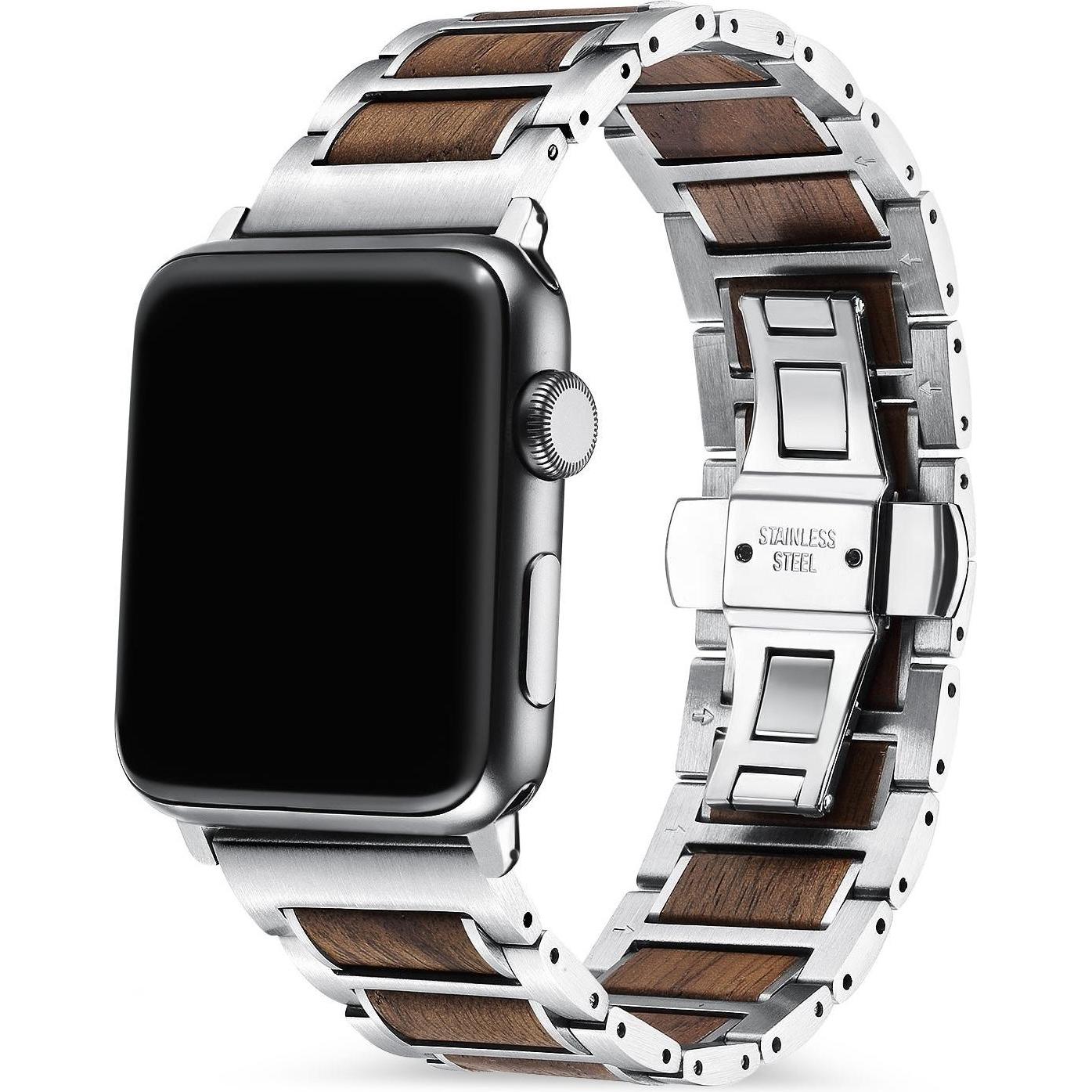Strap-it Armband (Edelstahl, Apple Watch), Uhrenarmband, Braun, Silber, Mehrfarbig