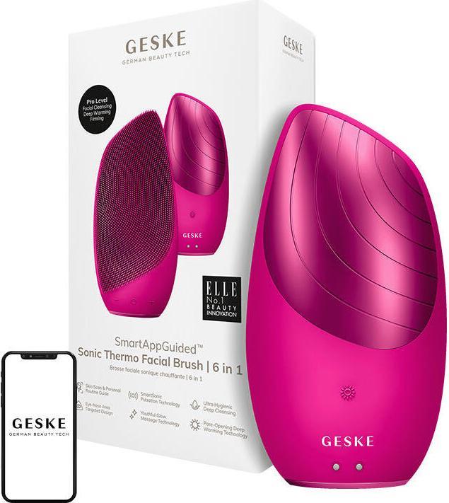 Image du produit Konjac Sponge Soniczna szczoteczka termiczna do twarzy 6w1 Geske z Aplikacją (magenta)