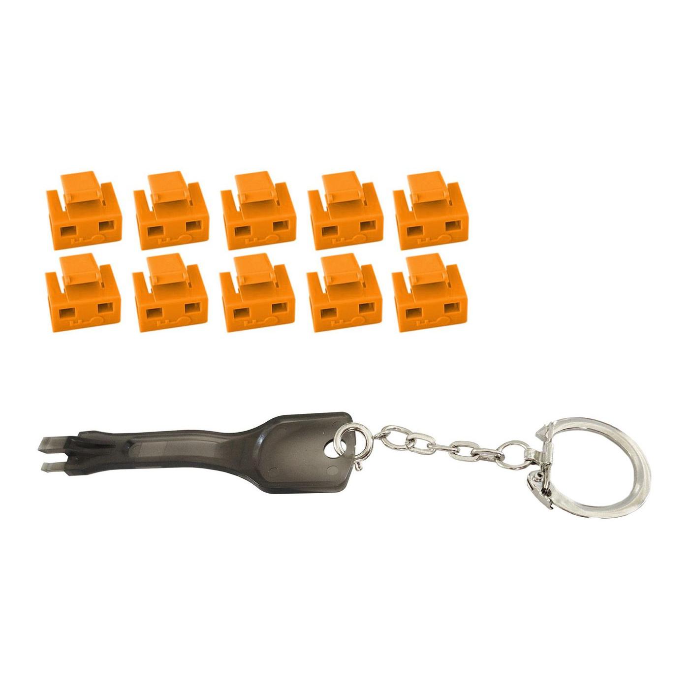 MicroConnect RJ45 Port blockers with key, Notebook Security, Orange, Schwarz