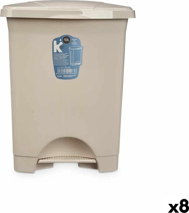 Natec Papierkorb mit Pedal Beige Kunststoff 10 L (8 Stück) (10 l)