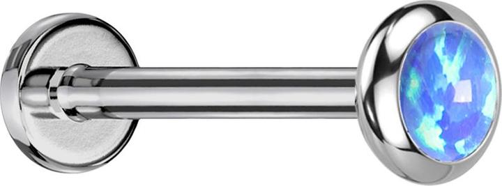 Immagine prodotto Star Piercing Micro Labret filo interno argento Disco arrotondato argento Blu opale (senza ottone, Titanio)