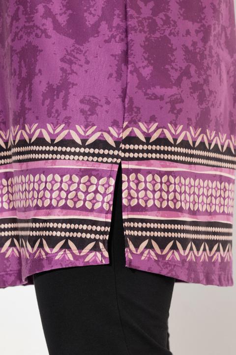 Actual product image Ulla Popken Tonal Border Pop Stretch Knit Tunic (54)