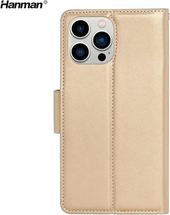 Actual product image Hanman Apple iPhone 12 / 12 Pro - Mill Flip Case with 3 card slots, gold (Apple iPhone 12 Pro, Apple iPhone 12)