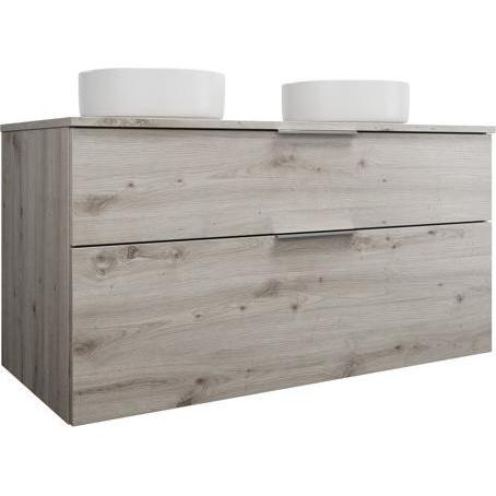 burgbad, Badmöbelset, Eqio Keramik-Aufsatzwaschtische links und rechts, rund, inklusive Waschtischunterschrank, Br