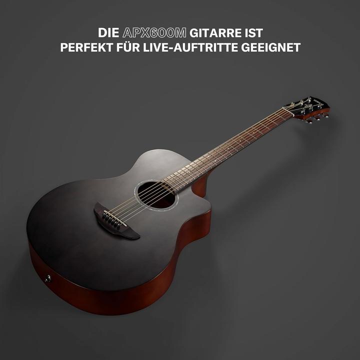 Actual product image Yamaha APX600M Matte Finish Smokey Black electric-acoustic western guitar (Western guitar, Fingerboard: Rosewood, Top: Spruce, Neck: tonewood)